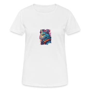 ChromePurr // Cyberpunk Cat - Women's Breathable T-Shirt - white - Front - AI Model Female 172 dark (172cm)