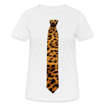 Cravate léopard - T-shirt respirant Femme - blanc - Devant - AI Model Female 172 dark (172cm)