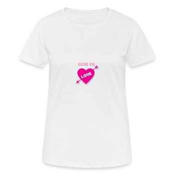 Gott ist Liebe Gott ist Liebe christliche Solidarität - Frauen T-Shirt atmungsaktiv - Weiß - Vorne - AI Model Female 172 dark (172cm)