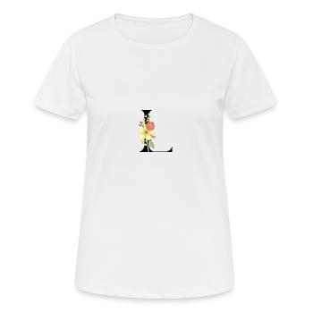 Elegant letter 'L' with flowers - Women's Breathable T-Shirt - white - Front - AI Model Female 172 dark (172cm)