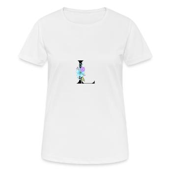 Elegant letter 'L' with flowers - Women's Breathable T-Shirt - white - Front - AI Model Female 172 dark (172cm)