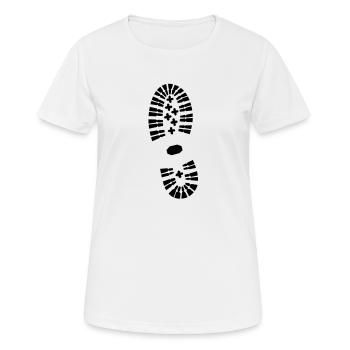 shoe, shoe print, hiking - Women's Breathable T-Shirt - white - Front - AI Model Female 172 dark (172cm)