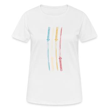 Samurai Japan Katana Ninja Schwert retro Vektor 3 - Frauen T-Shirt atmungsaktiv - Weiß - Vorne - AI Model Female 172 dark (172cm)
