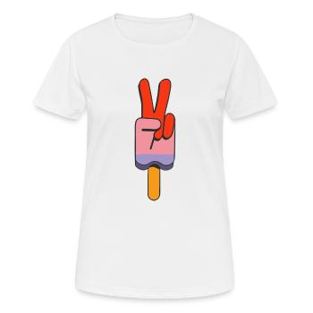 Eis am Stiel Friedenszeichen Peace - Frauen T-Shirt atmungsaktiv - Weiß - Vorne - AI Model Female 172 dark (172cm)