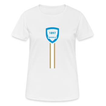Marseille Fußballverein - Frauen T-Shirt atmungsaktiv - Weiß - Vorne - AI Model Female 172 dark (172cm)