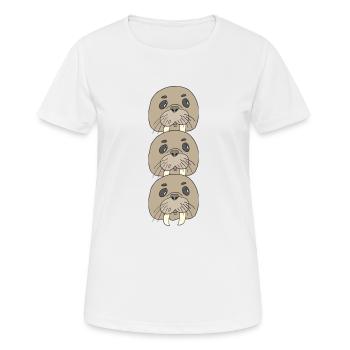 Paquet triple de morse - T-shirt respirant Femme - blanc - Devant - AI Model Female 172 dark (172cm)