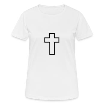 Kreuz - Frauen T-Shirt atmungsaktiv - Weiß - Vorne - AI Model Female 172 dark (172cm)