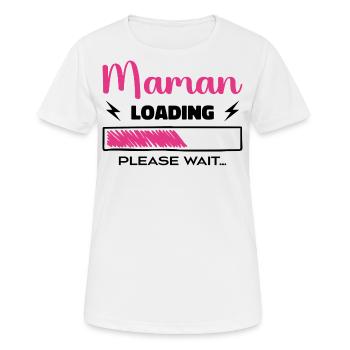Mama lädt Bitte warten... - Frauen T-Shirt atmungsaktiv - Weiß - Vorne - AI Model Female 172 dark (172cm)
