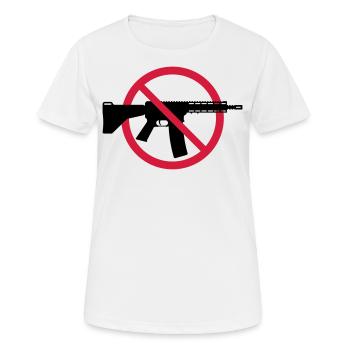 Interdiction des armes Boucliers d’interdiction (Pas d’armes Peace) 2C - T-shirt respirant Femme - blanc - Devant - AI Model Female 172 dark (172cm)