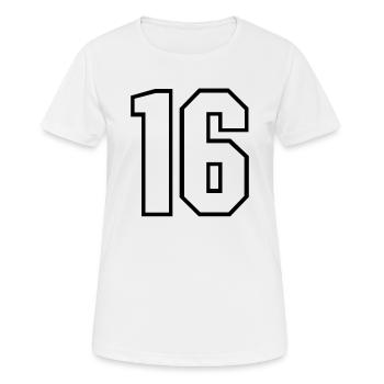 16 ans maillot numéro 16 t-shirt maillot de sport 16 - T-shirt respirant Femme - blanc - Devant - AI Model Female 172 dark (172cm)