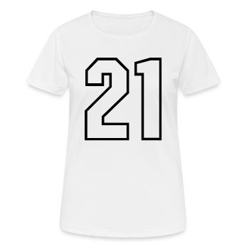 21 ans maillot numéro 21 t-shirt maillot de sport 21 - T-shirt respirant Femme - blanc - Devant - AI Model Female 172 dark (172cm)