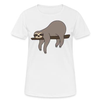 Sloth sleeping on branch sloth gray funny lazy - Women's Breathable T-Shirt - white - Front - AI Model Female 172 dark (172cm)