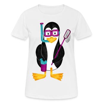 Pinguin Schnorchel Urlaub Ferien Badeurlaub - Frauen T-Shirt atmungsaktiv - Weiß - Vorne - AI Model Female 172 dark (172cm)