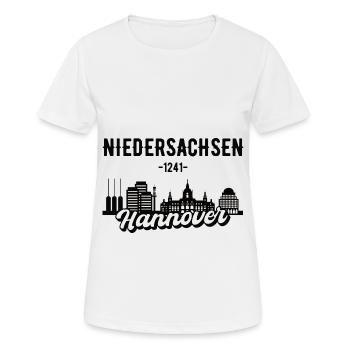 Hannover Hannoveraner Niedersachsen Geschenk - Frauen T-Shirt atmungsaktiv - Weiß - Vorne - AI Model Female 172 dark (172cm)
