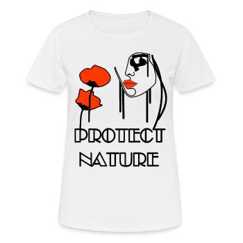 Protect Nature Portrait Poppies & Bees - Women's Breathable T-Shirt - white - Front - AI Model Female 172 dark (172cm)