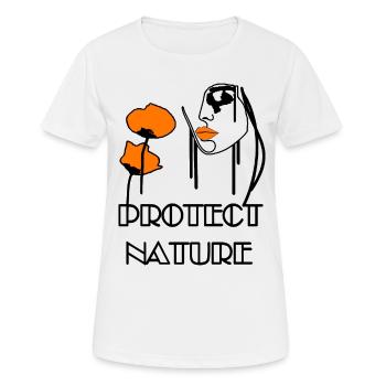 Protect Nature Portrait of orange poppies and bees - Women's Breathable T-Shirt - white - Front - AI Model Female 172 dark (172cm)