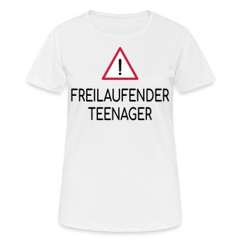 Achtung Freilaufender Teenager - Frauen T-Shirt atmungsaktiv - Weiß - Vorne - AI Model Female 172 dark (172cm)