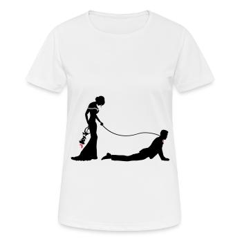 Wedding Newlyweds Leash - Women's Breathable T-Shirt - white - Front - AI Model Female 172 dark (172cm)