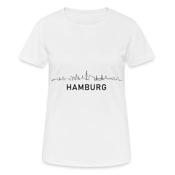 Hamburg City Skyline Silhouette Stadt Hamburg - Frauen T-Shirt atmungsaktiv - Weiß - Vorne - AI Model Female 172 dark (172cm)