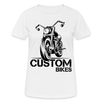 custom bikes Biker Garage Motorrad Illustration - Frauen T-Shirt atmungsaktiv - Weiß - Vorne - AI Model Female 172 dark (172cm)