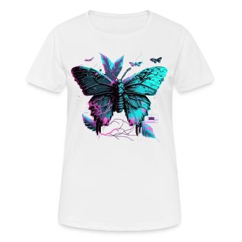 Symphonie au néon papillon - T-shirt respirant Femme - blanc - Devant - AI Model Female 172 dark (172cm)