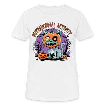 Activité purranormale – Effrayant avec un chat - T-shirt respirant Femme - blanc - Devant - AI Model Female 172 dark (172cm)