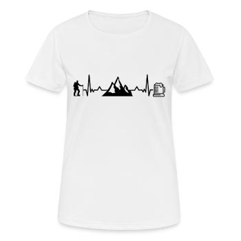 Randonnée et bière Fréquence cardiaque Randonnée en montagne - T-shirt respirant Femme - blanc - Devant - AI Model Female 172 dark (172cm)