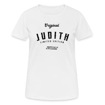 Judith Limited Edition - Frauen T-Shirt atmungsaktiv - Weiß - Vorne - AI Model Female 172 dark (172cm)