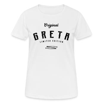 Greta Limited Edition - Frauen T-Shirt atmungsaktiv - Weiß - Vorne - AI Model Female 172 dark (172cm)