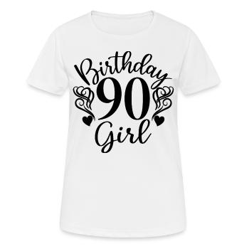 90. Geburtstag Frauen Ihr Geburtstagskind 90 Jahre alt - Frauen T-Shirt atmungsaktiv - Weiß - Vorne - AI Model Female 172 dark (172cm)