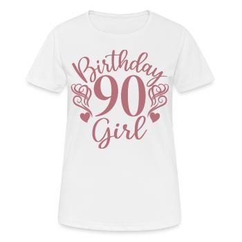 90. Geburtstag Frauen Ihr Geburtstagskind 90 Jahre alt - Frauen T-Shirt atmungsaktiv - Weiß - Vorne - AI Model Female 172 dark (172cm)