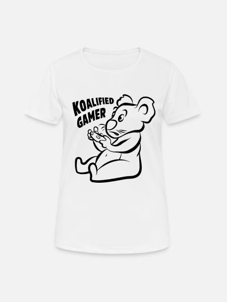 Koalified Gamer - Koala de dessin animé amusant - T-shirt respirant Femme - blanc