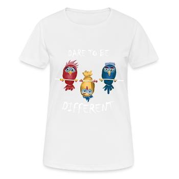 Soyez différent contre le cadeau d'oiseau LGBT actuel - T-shirt respirant Femme - blanc - Devant - AI Model Female 172 dark (172cm)