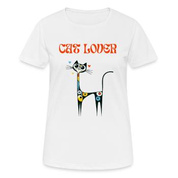Cat Lover Katze Miró Kunst Malen Katzendame Lustig - Frauen T-Shirt atmungsaktiv - Weiß - Vorne - AI Model Female 172 dark (172cm)