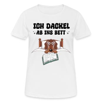 chien teckel tenue de couchage lunettes de lecture mignon woof - T-shirt respirant Femme - blanc - Devant - AI Model Female 172 dark (172cm)