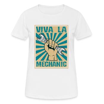 Viva La Mechanic Retro Holzschnittschlüssel - Frauen T-Shirt atmungsaktiv - Weiß - Vorne - AI Model Female 172 dark (172cm)