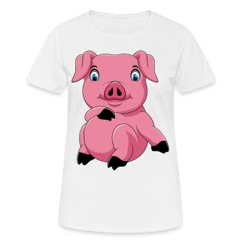 Fette Sau Schwein lustig rosa - Frauen T-Shirt atmungsaktiv - Weiß - Vorne - AI Model Female 172 dark (172cm)