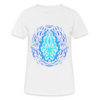 « AQUA » ~ Modèle de poisson psychédélique - T-shirt respirant Femme - blanc - Devant - AI Model Female 172 dark (172cm)