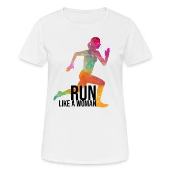 Run like a woman - Women's Breathable T-Shirt - white - Front - AI Model Female 172 dark (172cm)