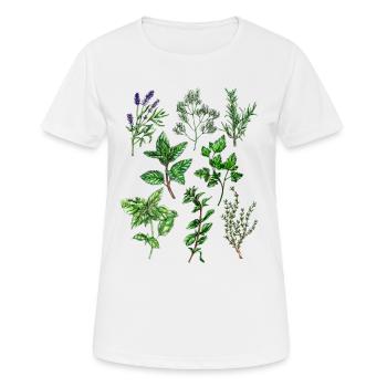 Kräuter: Lavendel Dill Rosmarin Thymian Oregano... - Frauen T-Shirt atmungsaktiv - Weiß - Vorne - AI Model Female 172 dark (172cm)