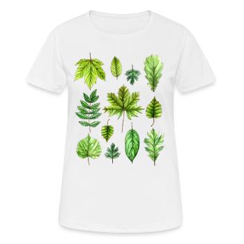 Blätter, Laub, Baumblätter, Blattwerk - Frauen T-Shirt atmungsaktiv - Weiß - Vorne - AI Model Female 172 dark (172cm)