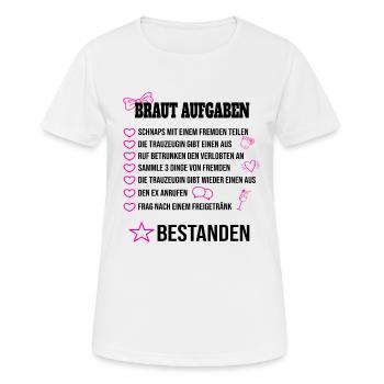 Braut Aufgaben Junggesellinnenabschied Frauen Idee - Frauen T-Shirt atmungsaktiv - Weiß - Vorne - AI Model Female 172 dark (172cm)
