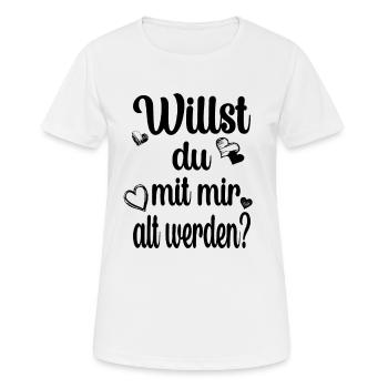Heiratsantrag Antrag Verlobung Idee Überraschung - Frauen T-Shirt atmungsaktiv - Weiß - Vorne - AI Model Female 172 dark (172cm)