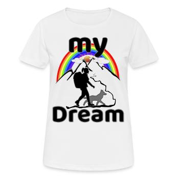 My Dream dog hiking with wife - Women's Breathable T-Shirt - white - Front - AI Model Female 172 dark (172cm)