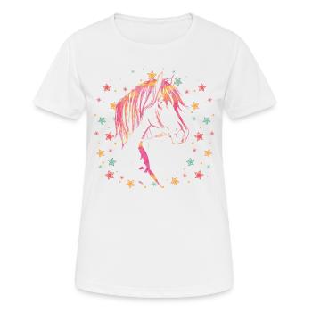 Grande chemise de cheval filles astérisque enfants Cheval - T-shirt respirant Femme - blanc - Devant - AI Model Female 172 dark (172cm)