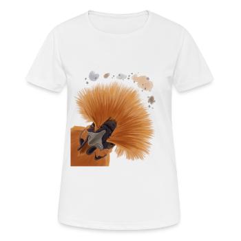 Poulet de soie curieux - T-shirt respirant Femme - blanc - Devant - AI Model Female 172 dark (172cm)