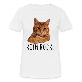 Katze lustiger Spruch " kein Bock ! " Geschenk - Frauen T-Shirt atmungsaktiv - Weiß - Vorne - AI Model Female 172 dark (172cm)