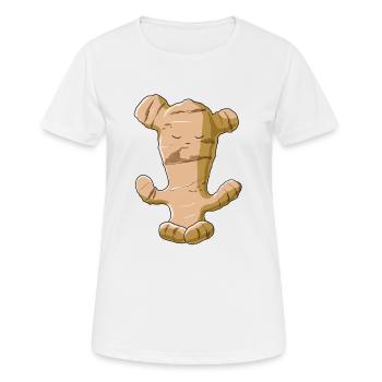 Drôle de Yoga Racine de Gingembre Méditation Gingembre - T-shirt respirant Femme - blanc - Devant - AI Model Female 172 dark (172cm)