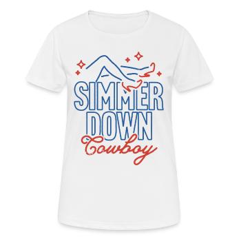 Simmer-Down-Cowboy - Frauen T-Shirt atmungsaktiv - Weiß - Vorne - AI Model Female 172 dark (172cm)