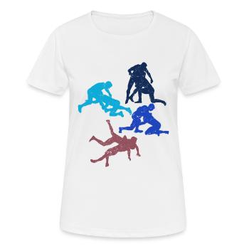 Grappling Martial Arts Wrestling - Frauen T-Shirt atmungsaktiv - Weiß - Vorne - AI Model Female 172 dark (172cm)